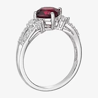 Womens Lab-Created Ruby & White Sapphire Sterling Silver Cocktail Ring