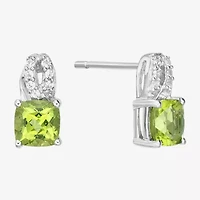 Genuine Green Peridot Sterling Silver 10mm Stud Earrings