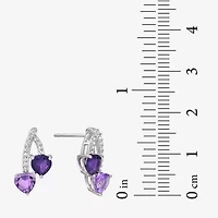 Genuine Purple Amethyst Sterling Silver 16.3mm Stud Earrings