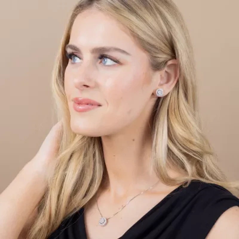 Diamond Blossom (G / Si2) 1 CT. T.W. Lab Grown White Diamond 10K White Gold 6.1mm Round Stud Earrings