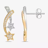 Womens 1/4 CT. T.W. Natural White Diamond 10K Two Tone Gold Star Drop Earrings