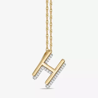 Initial Womens 1/10 CT. T.W. Natural White Diamond 10K Gold 18 Inch Pendant Necklace