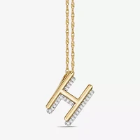 Initial Womens 1/10 CT. T.W. Natural White Diamond 10K Gold 18 Inch Pendant Necklace