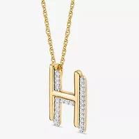 Initial Womens 1/10 CT. T.W. Natural White Diamond 10K Gold 18 Inch Pendant Necklace