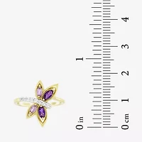 Womens Genuine Purple Amethyst 14K Gold Over Silver Butterfly Cocktail Ring