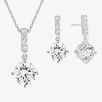 DiamonArt® Cubic Zirconia Sterling Silver Pendant Necklace and Earring Set