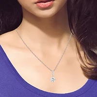 DiamonArt® Cubic Zirconia Sterling Silver Pendant Necklace and Earring Set
