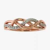 Womens 1/10 CT. T.W. Natural White Diamond 14K Rose Gold Over Silver Cocktail Ring