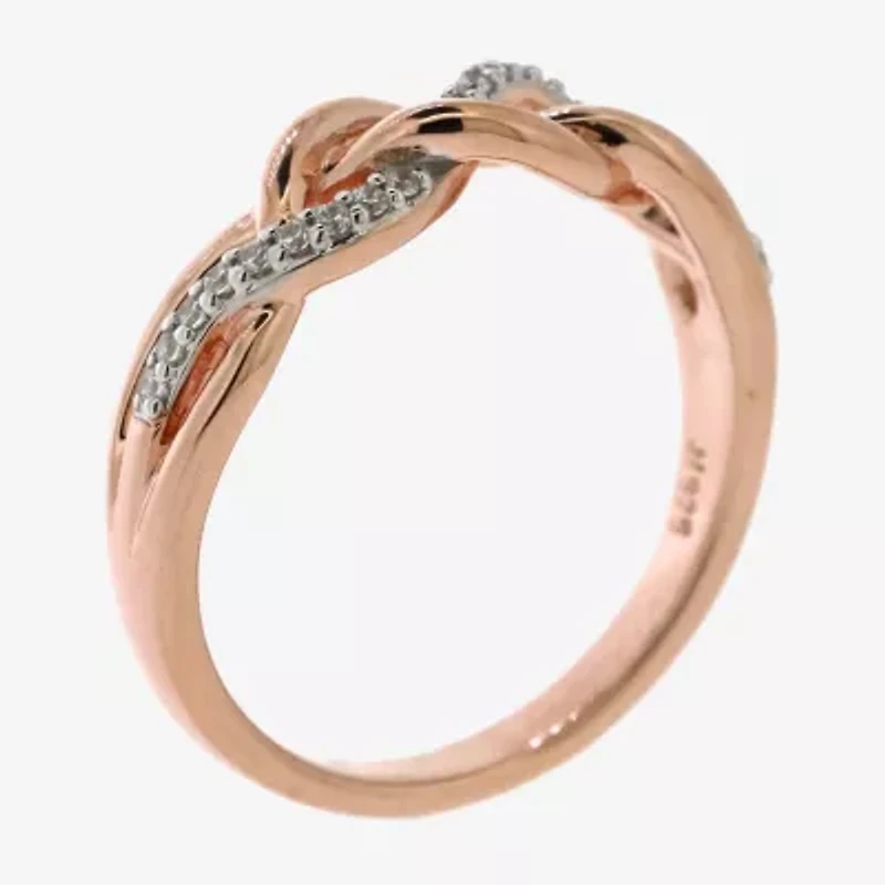 Womens 1/10 CT. T.W. Natural White Diamond 14K Rose Gold Over Silver Cocktail Ring