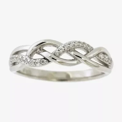 Womens 1/10 CT. T.W. Natural White Diamond Sterling Silver Cocktail Ring