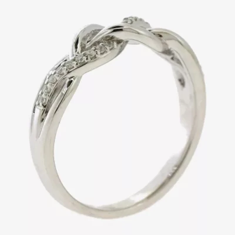 Womens 1/10 CT. T.W. Natural White Diamond Sterling Silver Cocktail Ring