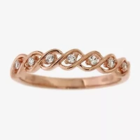 Womens 2MM 1/10 CT. T.W. Natural White Diamond 14K Rose Gold Over Silver Band