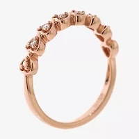 Womens 2.5MM 1/10 CT. T.W. Natural White Diamond 10K Rose Gold Over Silver Heart Band