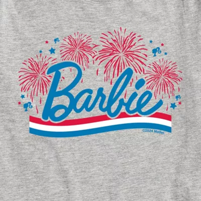 Big Kid Girls Crew Neck Short Sleeve Classic Fit Barbie Graphic T-Shirt