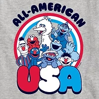 Big Kid Girls Crew Neck Short Sleeve Classic Fit Sesame Street Graphic T-Shirt