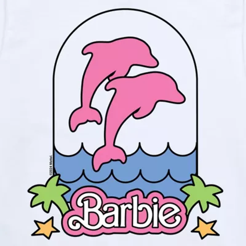 Big Kid Girls Crew Neck Short Sleeve Classic Fit Barbie Graphic T-Shirt