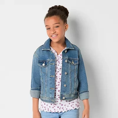 Thereabouts Little & Big Kid Girls Denim Lightweight Puffer Jacket