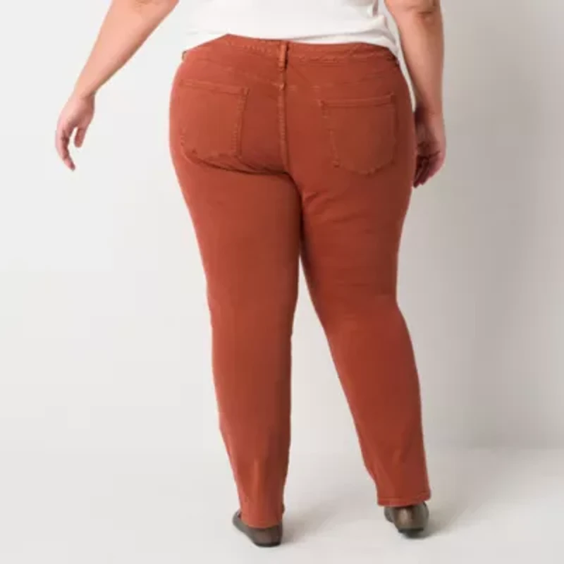 a.n.a Womens Plus High Rise Straight Leg Jean