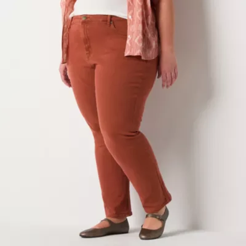 a.n.a Womens Plus High Rise Straight Leg Jean
