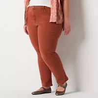 a.n.a Womens Plus High Rise Straight Leg Jean