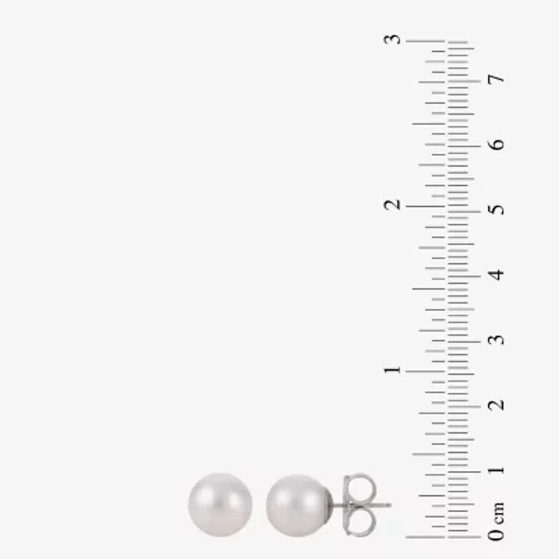 White Cultured Freshwater Pearl Sterling Silver 10mm Stud Earrings