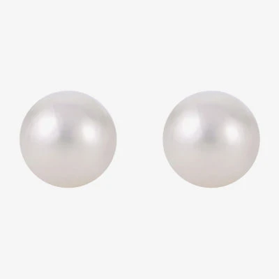 White Cultured Freshwater Pearl Sterling Silver 10mm Stud Earrings