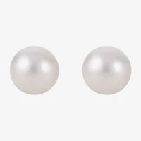 White Cultured Freshwater Pearl Sterling Silver 10mm Stud Earrings