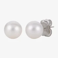 White Cultured Freshwater Pearl Sterling Silver 10mm Stud Earrings