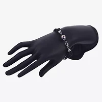 Genuine Tahitian Pearl & Black Spinel Sterling Silver Bead Bracelet