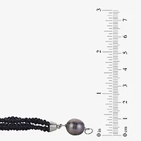 Genuine Tahitian Pearl & Black Spinel Sterling Silver Bead Bracelet