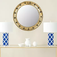 Safavieh 26.5 X 26.5 Gold Round Mariner Wall Mount Round Wall Mirror