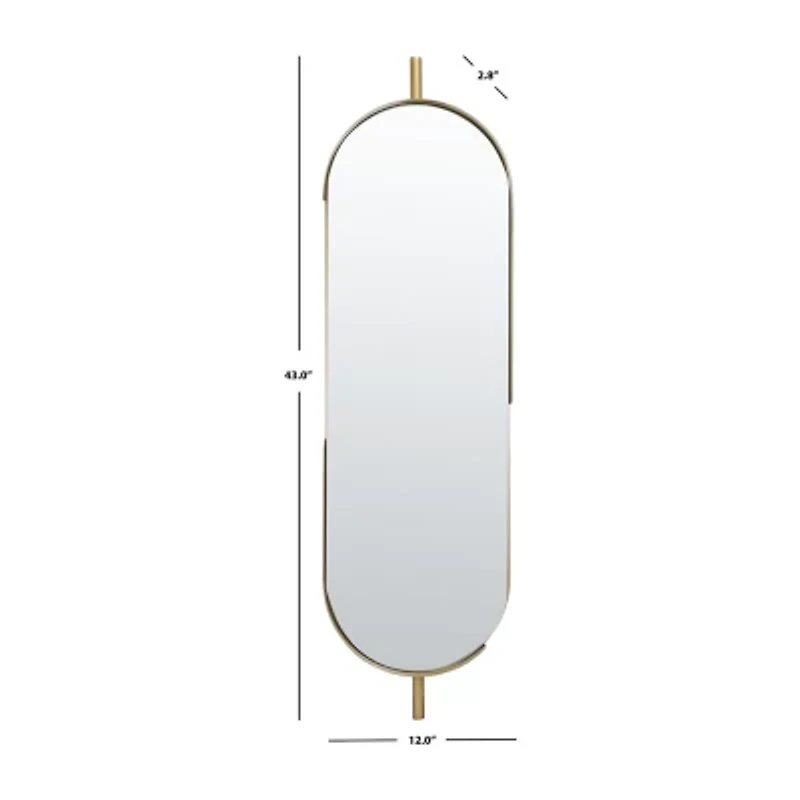 Safavieh 12" X 43" Gold Nicoli Wall Mount Wall Mirror