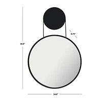 Safavieh 24" X 36" Black Aura Wall Mount Round Wall Mirror