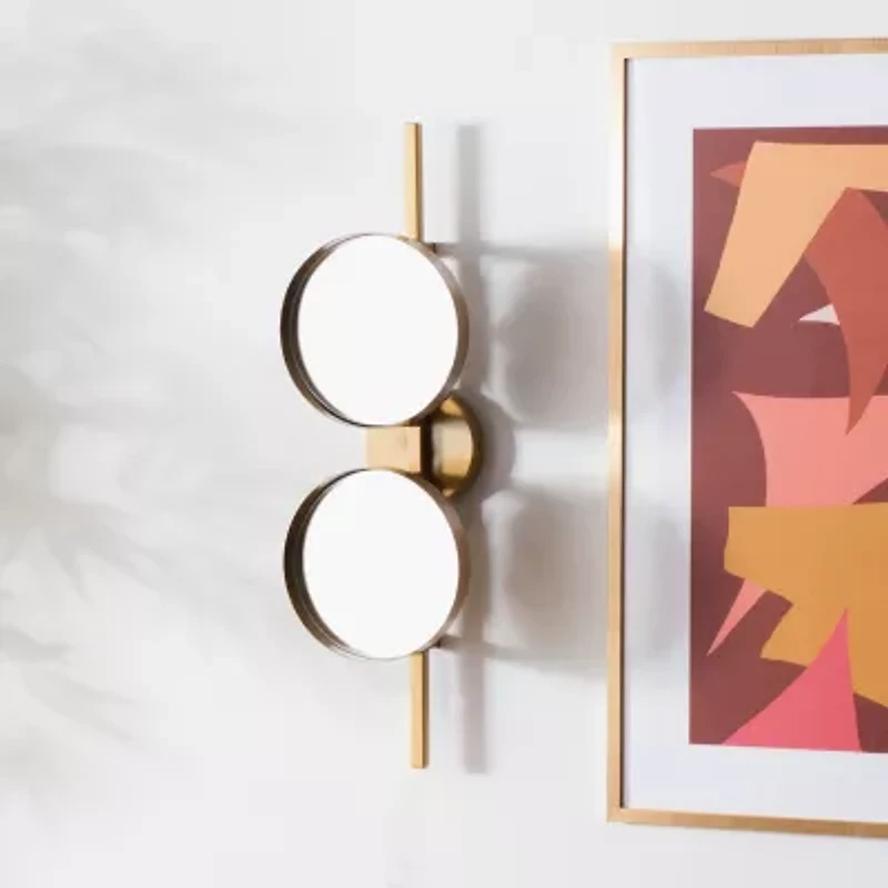 Safavieh 7.25" X 25" Gold Ileva Wall Mount Round Wall Mirror