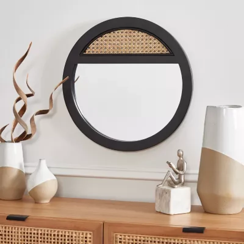 Safavieh 17.5" X 17.5" Black Padma Wall Mount Round Wall Mirror