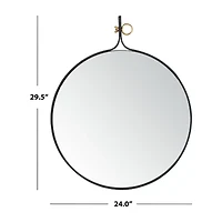 Safavieh 24" X 29.5" Black Chandlen Wall Mount Round Wall Mirror