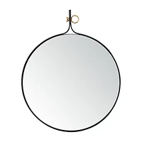 Safavieh 24" X 29.5" Black Chandlen Wall Mount Round Wall Mirror