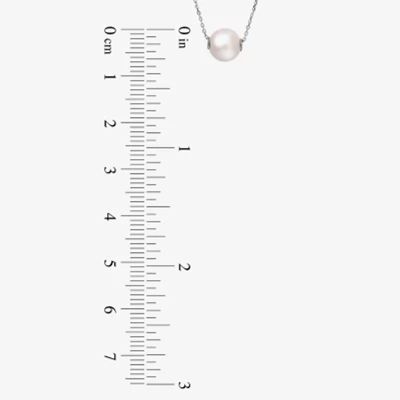Womens White Cultured Freshwater Pearl Sterling Silver Inch Pendant Necklace