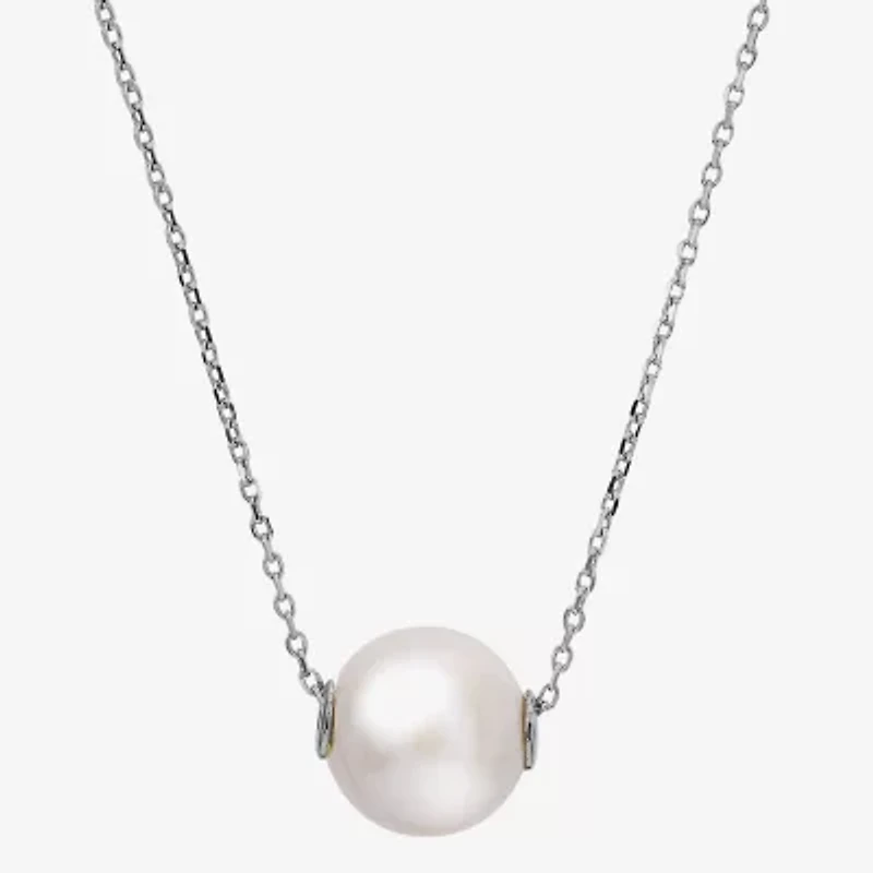 Womens White Cultured Freshwater Pearl Sterling Silver 18 Inch Pendant Necklace