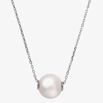 Womens White Cultured Freshwater Pearl Sterling Silver 18 Inch Pendant Necklace