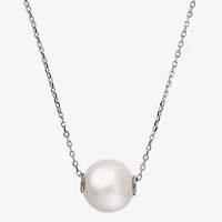 Womens White Cultured Freshwater Pearl Sterling Silver 18 Inch Pendant Necklace