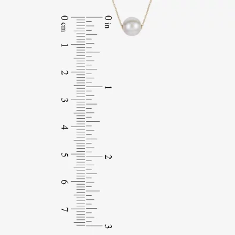 10K Gold Cultured Freshwater Pearl Solitaire Necklace