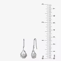 Womens White Cultured Freshwater Pearl Sterling Silver Drop Earrings
