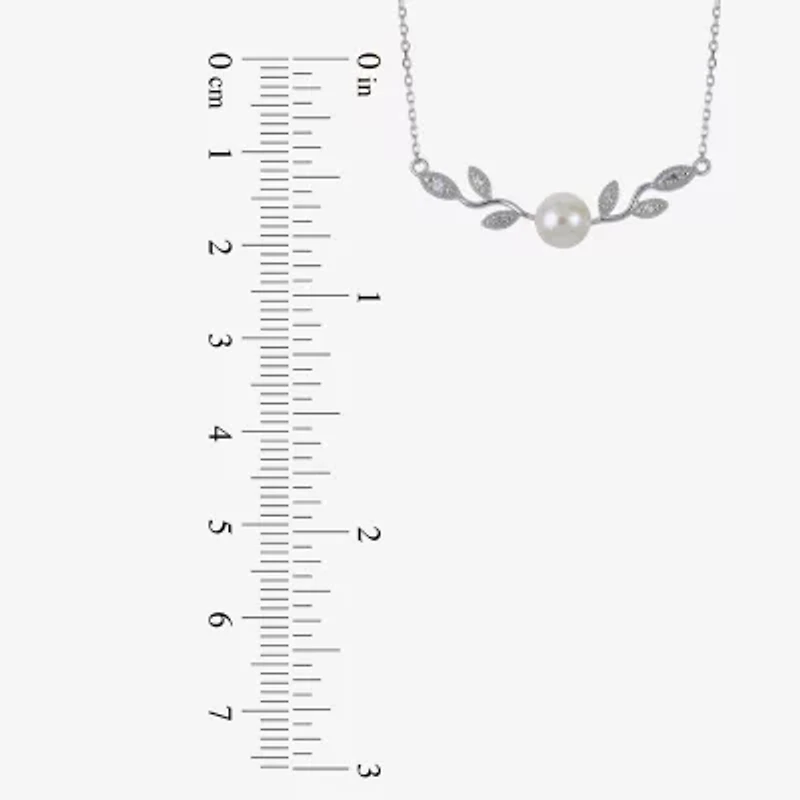 Womens White Cultured Freshwater Pearl Sterling Silver Inch Pendant Necklace