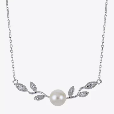 Womens White Cultured Freshwater Pearl Sterling Silver 16 Inch Pendant Necklace