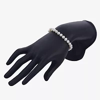 Womens White Cultured Freshwater Pearl Sterling Silver Bolo Bracelet