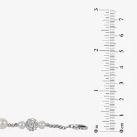 Womens White Cultured Freshwater Pearl Sterling Silver Beaded Bracelet