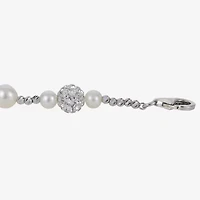 Womens White Cultured Freshwater Pearl Sterling Silver Beaded Bracelet