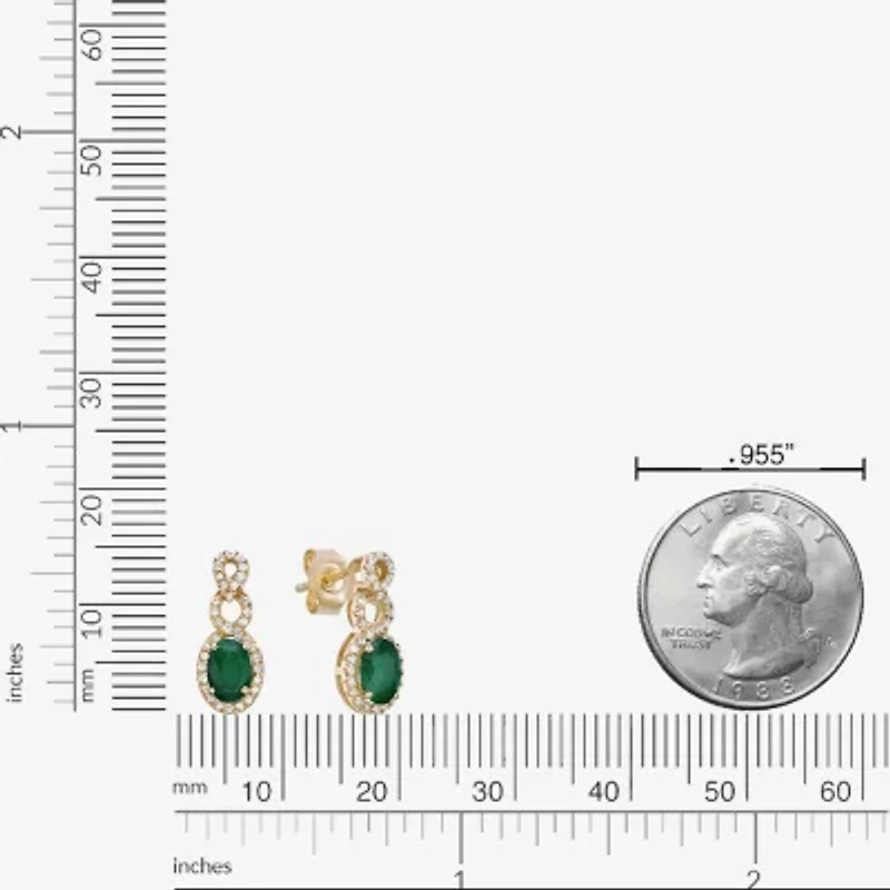 Womens 1/ CT. T.W. Genuine Green Emerald 10K Gold Drop Earrings
