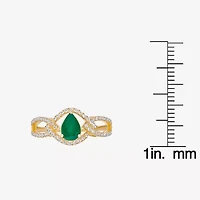 Womens 1/4 CT. T.W. Genuine Green Emerald 10K Gold Cocktail Ring